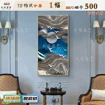 New Chinese Mood Line Abstract Landscape Flying Bird Aisle Hanging Painting Xuanguan Hung Painting Decorative Painting Material HD Tuku