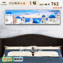 Nordic minimalist Mediterranean Landscapes Headboard Headboard Paintings decoration painting HD Photo material Bedroom hanging paintings Print pictures