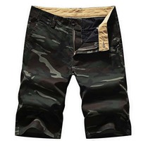 American camouflage shorts Mens slim military frock casual pants tide straight multi-pocket summer street five-point pants