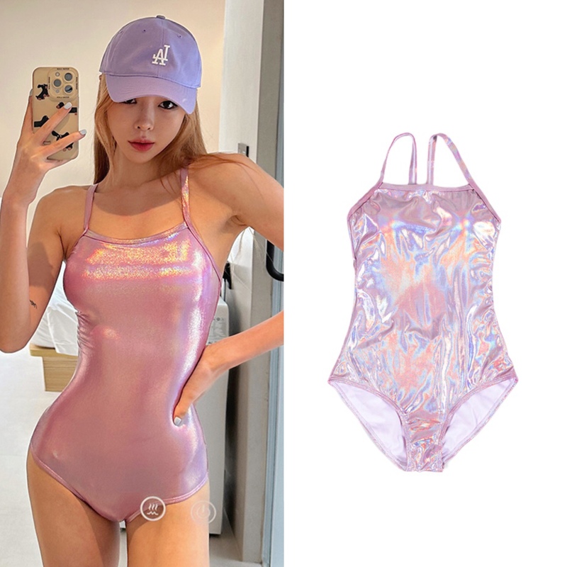 Retro Korean Dazzling Pink Mermaid Swimsuit, Flattering and Stunning, Professional Racing Swimsuit for Women, Specially Designed for Swimming Pools
