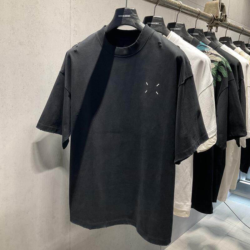 American Heavyweight Gewagema 25 New Embroidered Logo Round Neck Loose Casual Simple Short-Sleeved T-Shirt for Men and Women