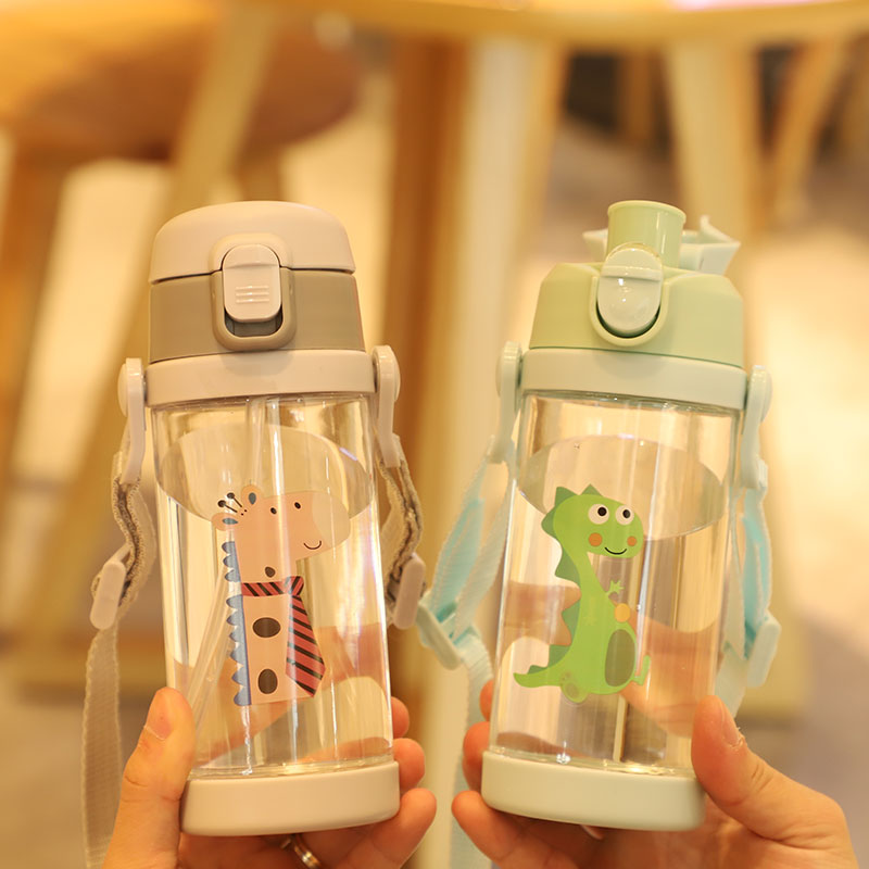 Children's water cup Straw water cup Baby direct drinking dual-use kindergarten drop-proof water bottle Summer portable drinking cup for children