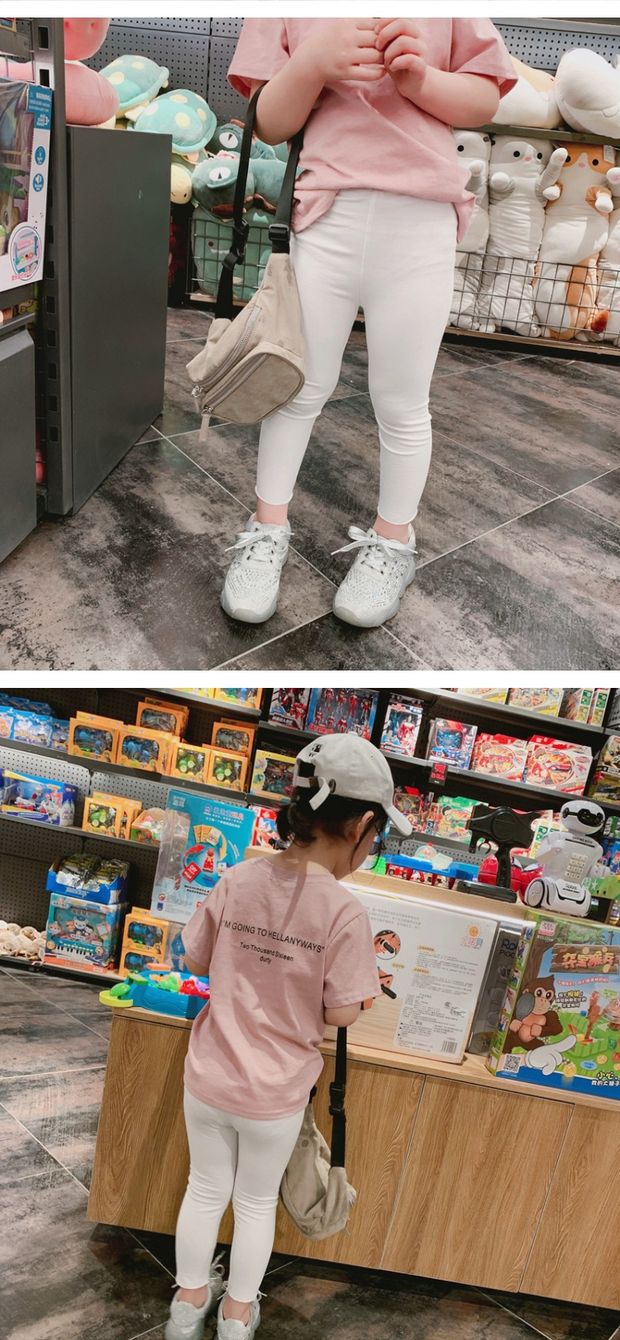 Quần legging cotton bé gái mùa hè quần áo trẻ em mùa xuân Quần áo nữ mùa xuân và mùa thu mỏng của quần bé gái nước ngoài - Quần shop trẻ em