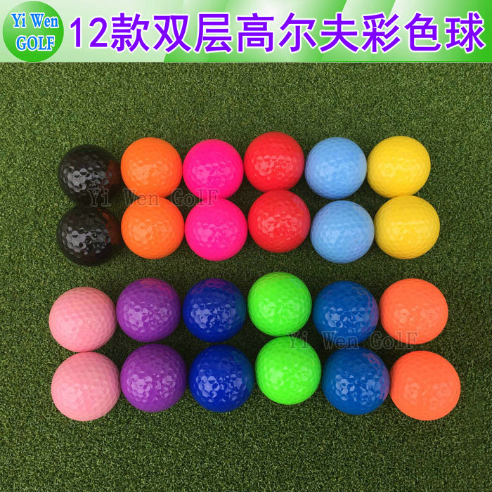 12色の新しい二重層ゴルフボール子供用カラーゴルフボールスノーは、マルチカラーのロゴを印刷できます