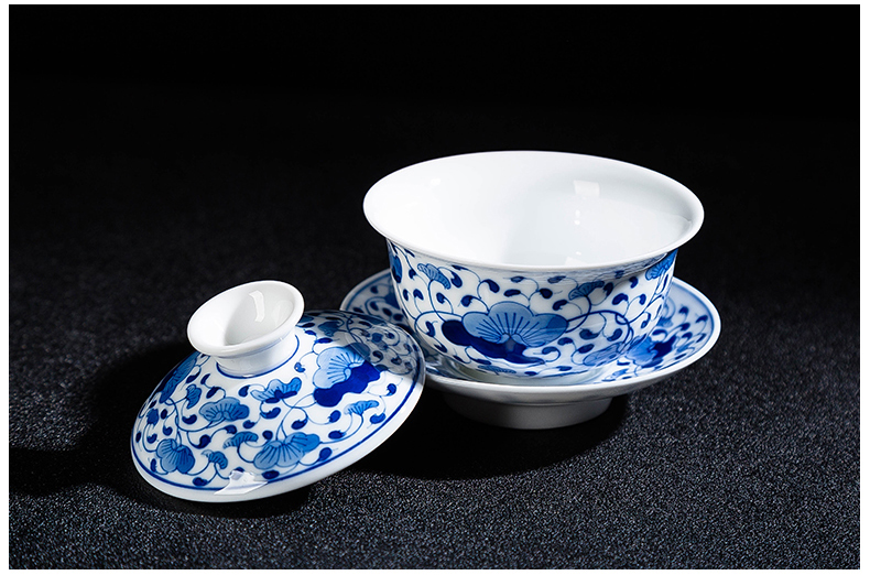 Jingdezhen 8 head tureen hand - made ceramic tea set under glaze color porcelain set of kung fu tea set