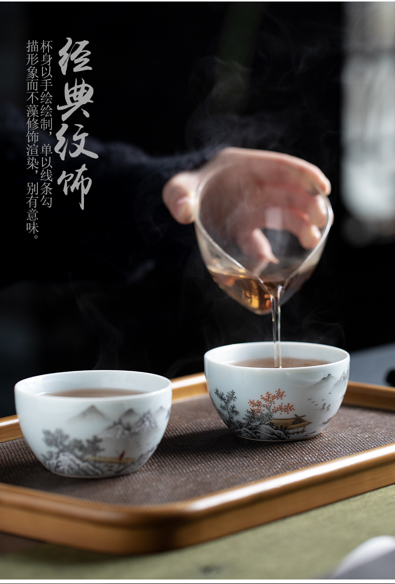 Ink snow hand - made master cup of jingdezhen ceramics enamel kung fu tea cup single CPU single small bowl