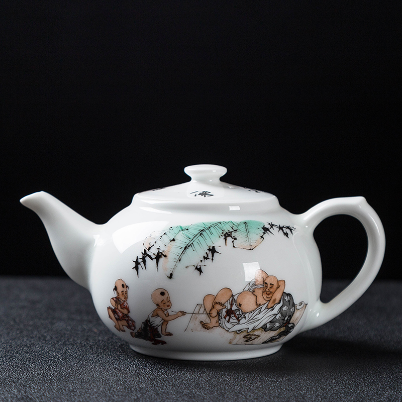 Kung fu tea tea set ceramic teapot single pot teapot jingdezhen high - white porcelain famille rose porcelain teapot