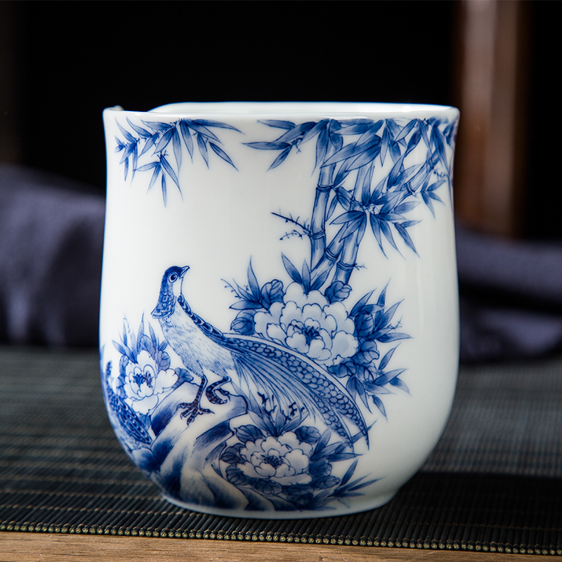 Jingdezhen ceramic hand - made all hand blue mirs well fair keller cup kung fu tea tea set points