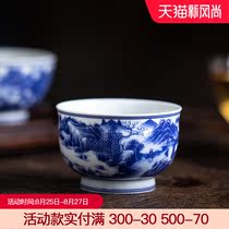 Kangxi landscape master cup Jingdezhen ceramic hand-painted tea cup Handmade Kung Fu tea set Small tea bowl Tea cup