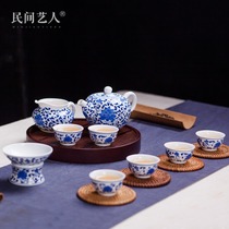 Jingdezhen ceramic kung fu tea set hand-painted blue and white porcelain bubble teapot handmade teapot tea cup tea set