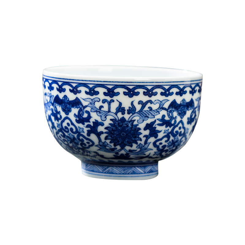 Jingdezhen ceramic cups kung fu tea bowl sample tea cup single cup tie up branch lotus wufu figure blue master CPU