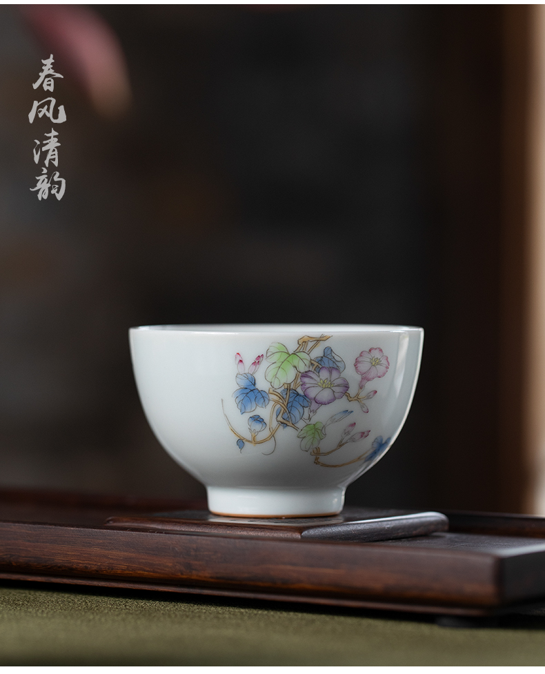 Hand - made pastel master cup of jingdezhen ceramic kung fu tea cup single CPU single household use sample tea cup