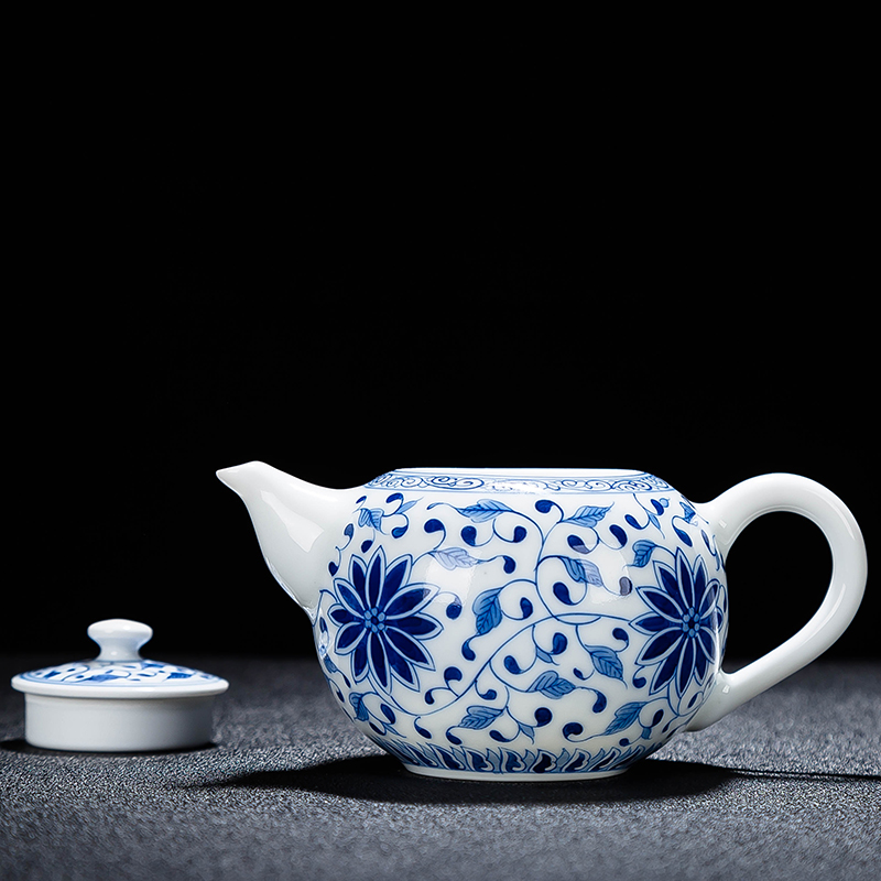 Ceramic teapot kung fu tea teapot contracted small capacity under the jingdezhen blue and white porcelain thin foetus enamel colors