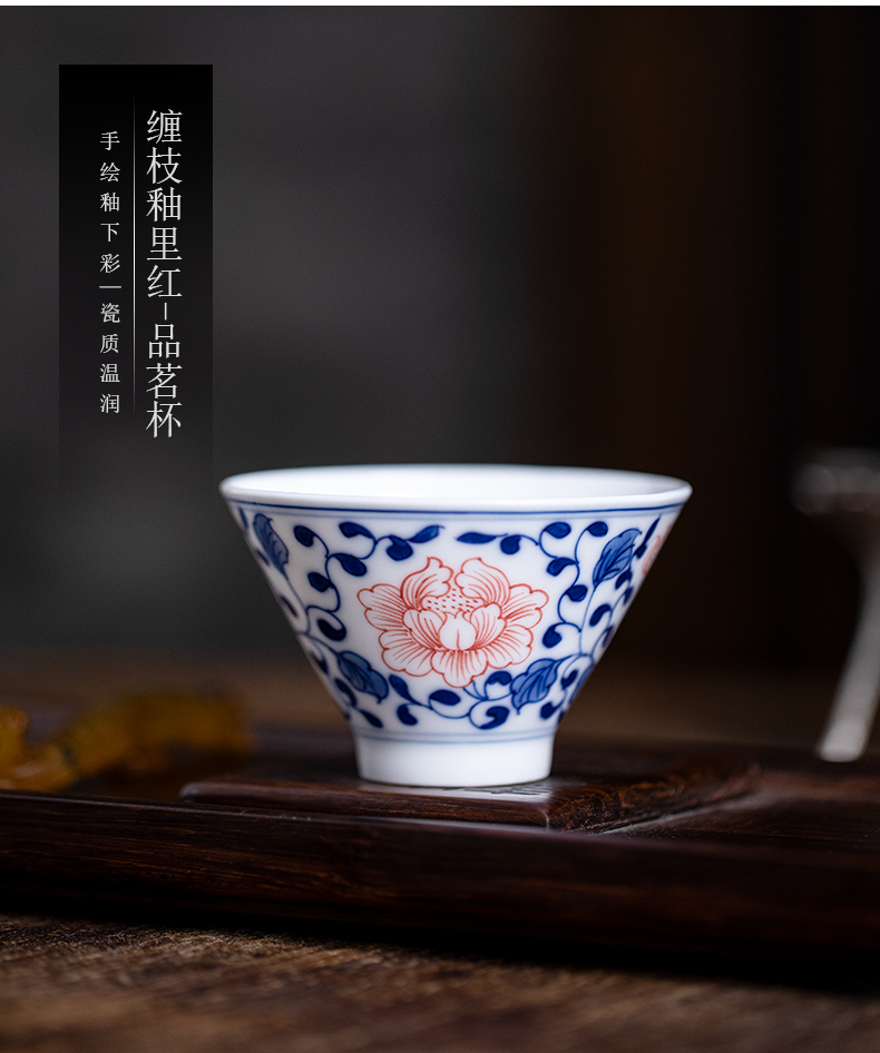 Hand - made hats of jingdezhen ceramic kung fu tea set of blue and white porcelain teacup master cup large white porcelain sample tea cup