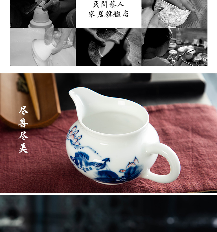 Blue and white porcelain ceramic fair keller kung fu tea accessories sea points tea white porcelain hand - made tea accessories tea taking