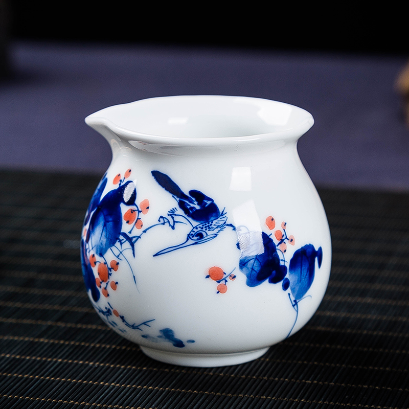 Blue and white kung fu tea tea ware domestic tea taking item teapot teacup tureen tea filter high - white hand - made