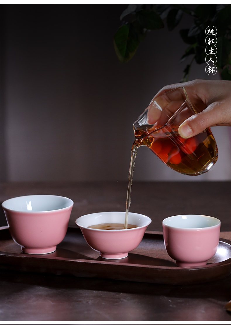 Pink color glaze master cup of jingdezhen ceramic sample tea cup manually kung fu tea set single cup small bowl individual cup