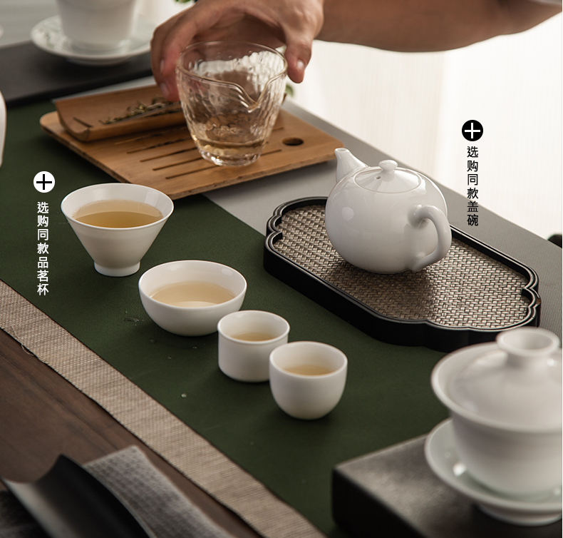 Jingdezhen ceramic tureen high - white finger bowl of pure white kung fu tea set to white cups tire large tea