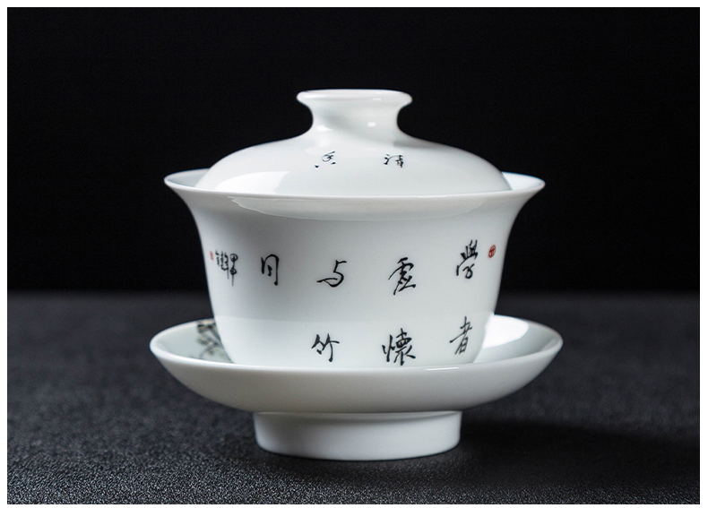 Tea set household contracted jingdezhen ceramic white porcelain tureen a complete set of Tea cups little suit Chinese kung fu