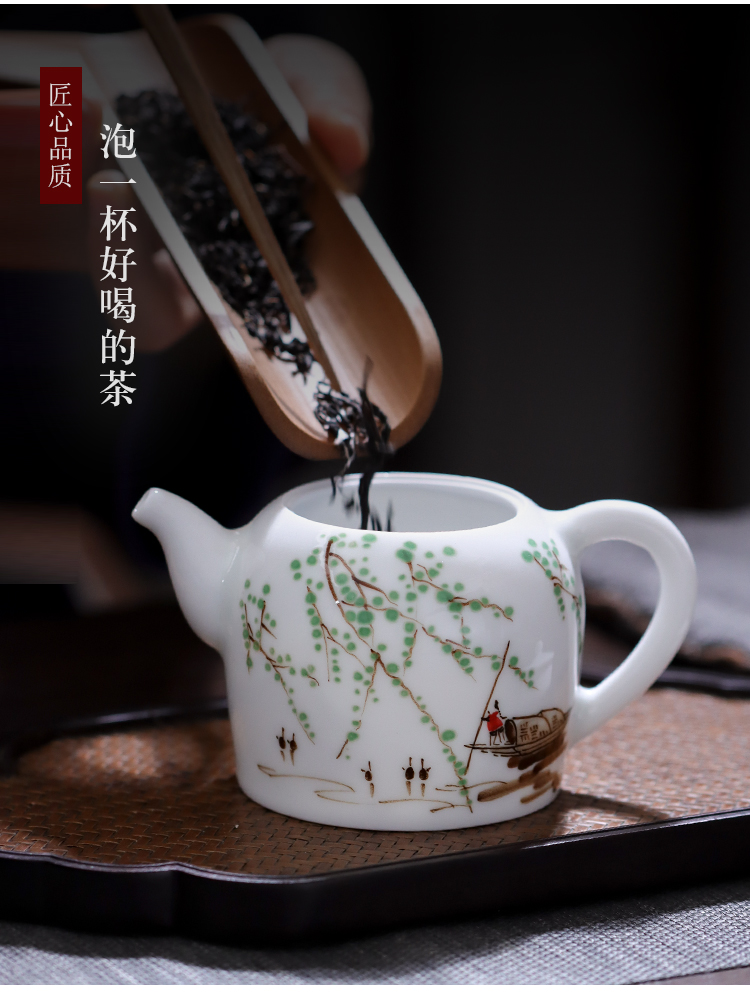 Under the glaze colorful township of hand - made of household ceramic teapot tea ware jingdezhen porcelain little teapot with handle kettle