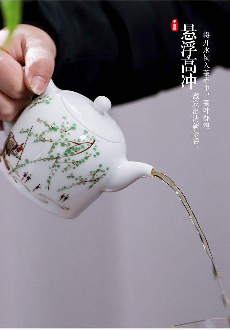 Under the glaze colorful township of hand - made of household ceramic teapot tea ware jingdezhen porcelain little teapot with handle kettle