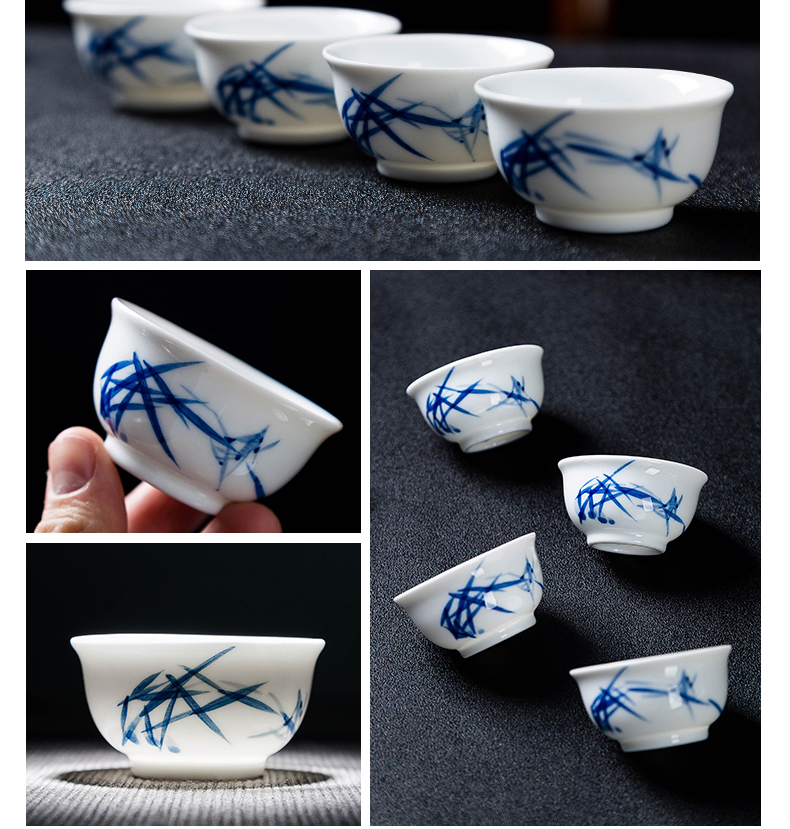 Jingdezhen hand - made kung fu tea set household of Chinese style of blue and white porcelain ceramic cup lid bowl gift boxes