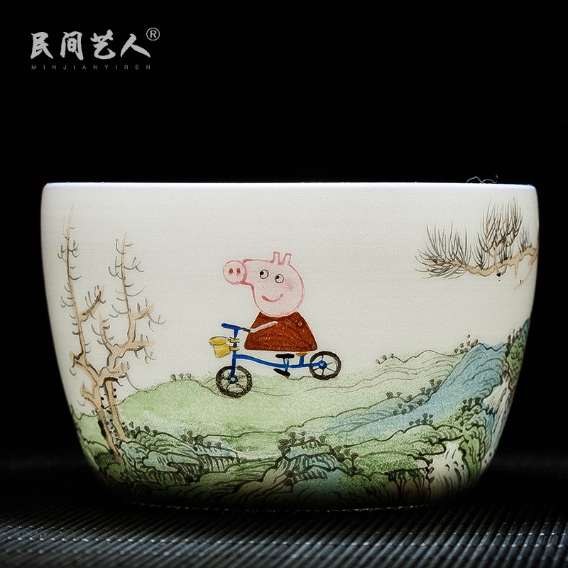 Manual hand - made teacup jingdezhen ceramics cup pig paggy master page cup water chestnuts social one cup of spring outing