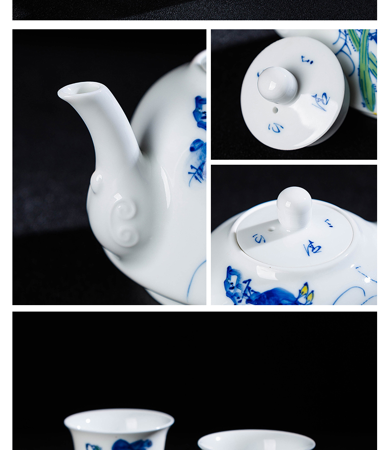 Jingdezhen ceramic teapot teacup set luffa a pot of two cups of kung fu tea set tea sample tea cup