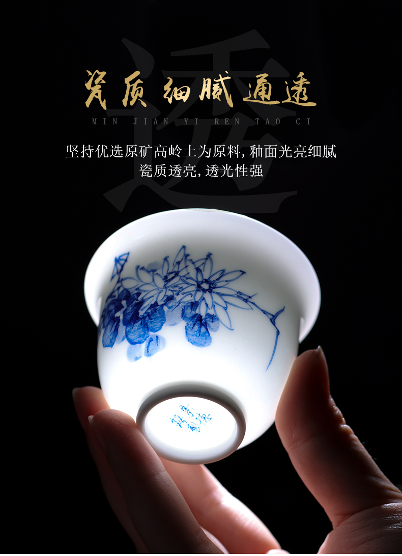 Jingdezhen blue and white by patterns of hand - made ceramic sample tea cup small kung fu tea cups individual cup single CPU