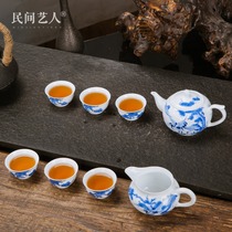 Jingdezhen ceramic handmade hand-painted kung fu tea set household tea cup tea cup tea cup teapot set