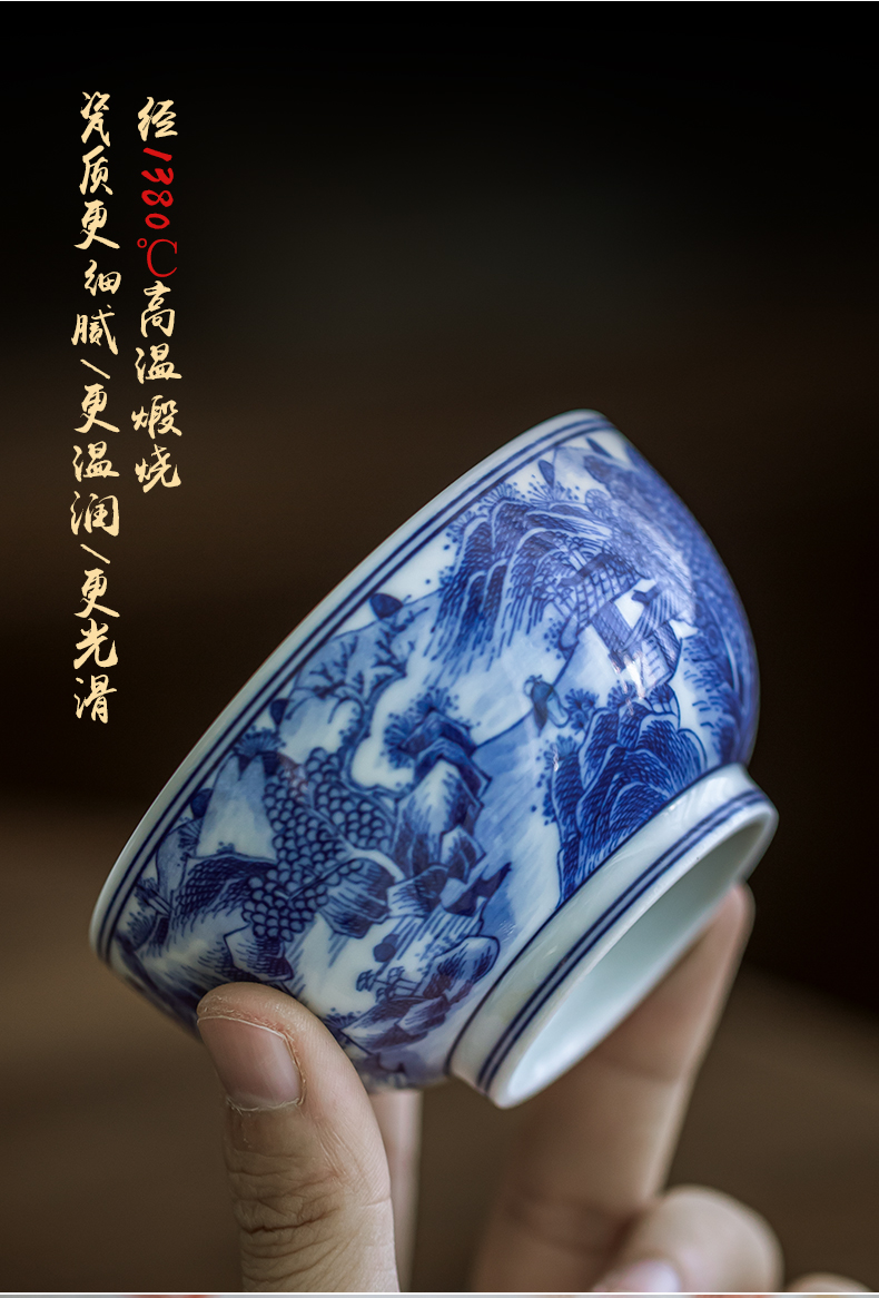 Kangxi all hand landscape master cup of jingdezhen ceramic hand - made sample tea cup kung fu tea cup single CPU