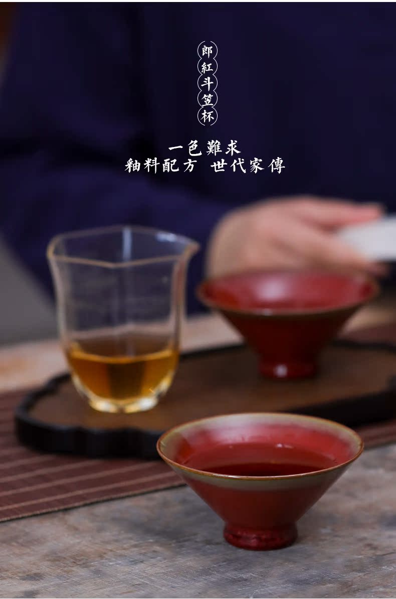 Jingdezhen ceramic checking ruby red master cup single CPU kung fu tea sample tea cup with the personal special small bowl