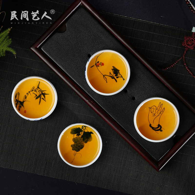 Jingdezhen ceramic tea cup hand - made the master sample tea cup cup individual cup kung fu tea cup single CPU