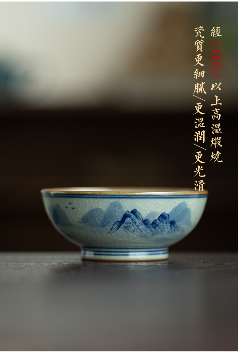 Blue and white made inside and outside the dragon landscape master cup of jingdezhen ceramic manual hand - made single CPU kung fu tea cup clay