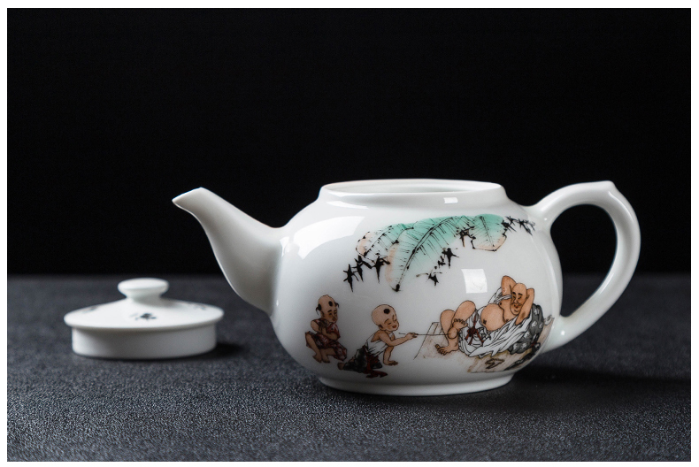 Kung fu tea tea set ceramic teapot single pot teapot jingdezhen high - white porcelain famille rose porcelain teapot