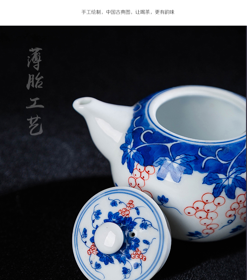 Single pot of jingdezhen ceramic teapot kung fu tea set white porcelain tea little teapot