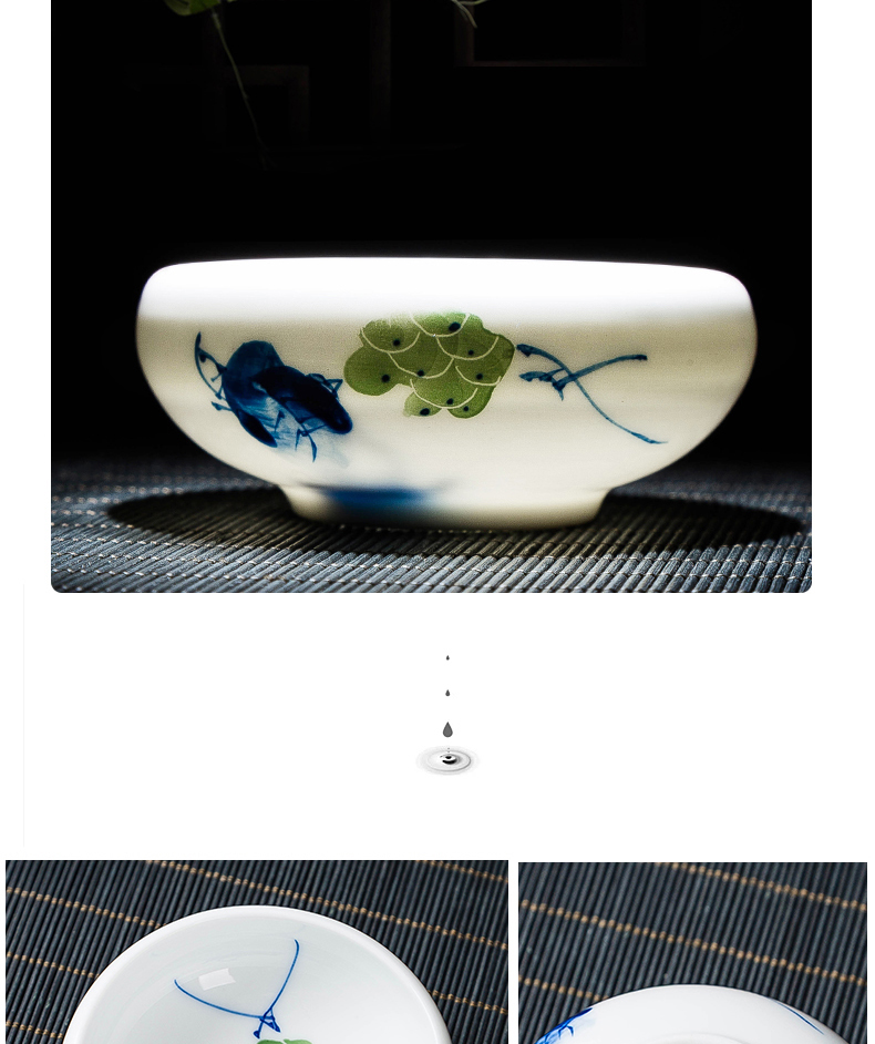 Jingdezhen ceramic kung fu tea cup single blue and white tea cup sample tea cup cup high white glass hand - made the master CPU