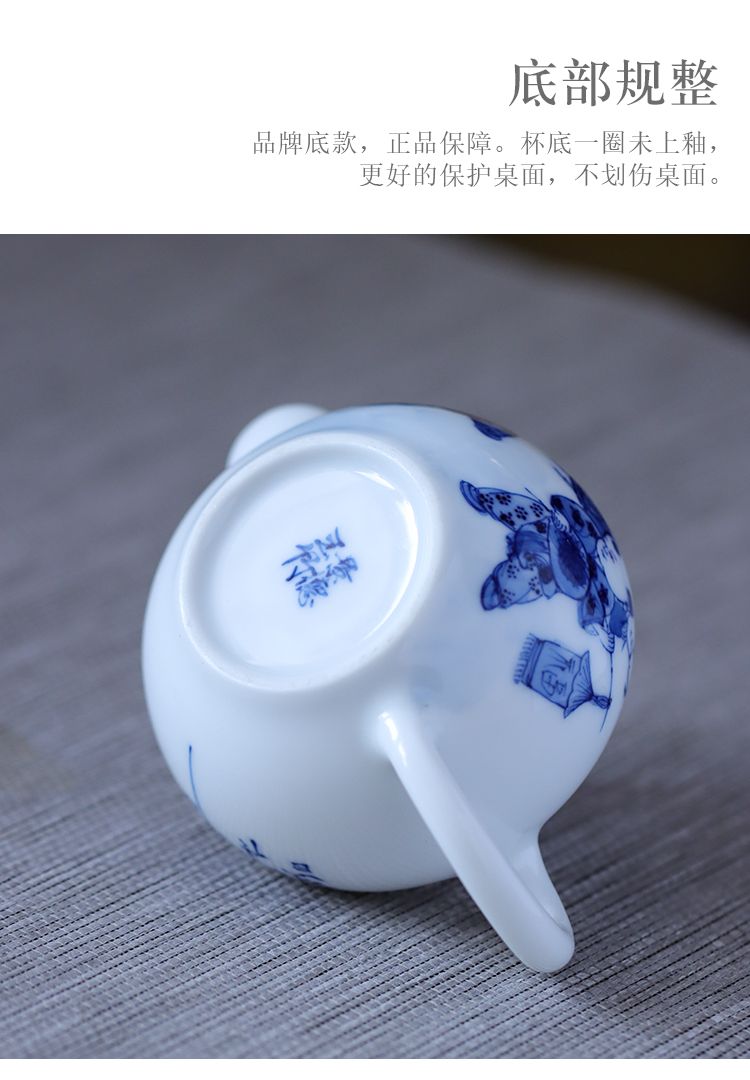 Hand made blue and white porcelain little teapot kung fu tea tea ware jingdezhen ceramics high temperature ceramic household rushed the teapot