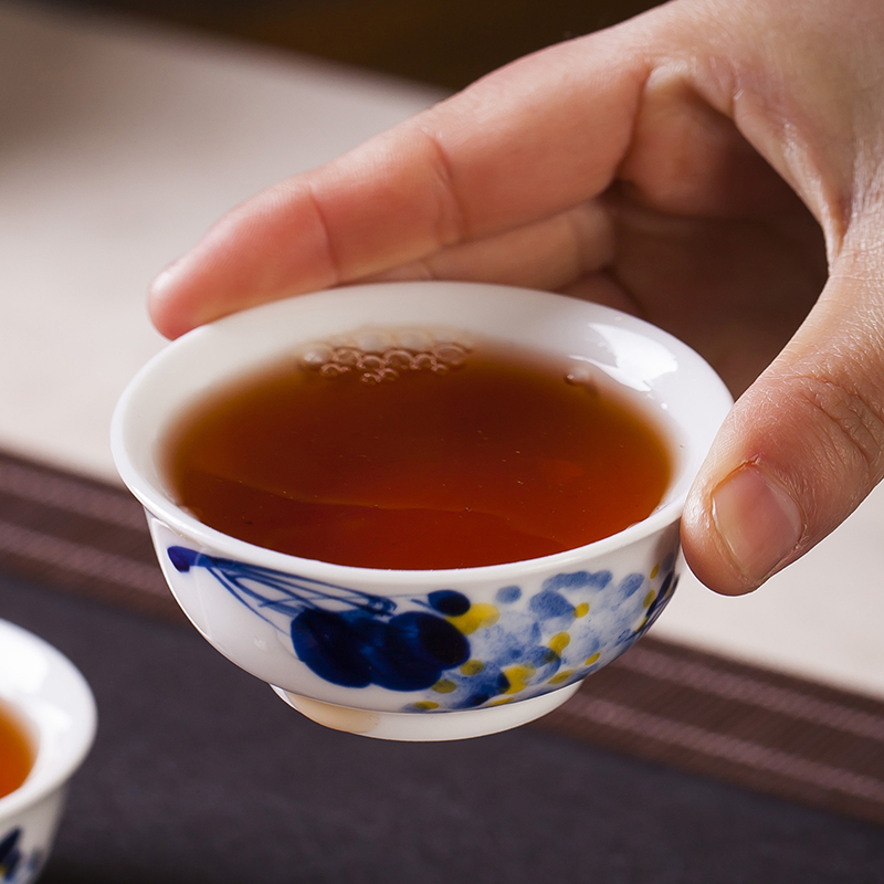 Jingdezhen ceramic hand - made sample tea cup blue kung fu tea cups master cup single CPU to use individual cup