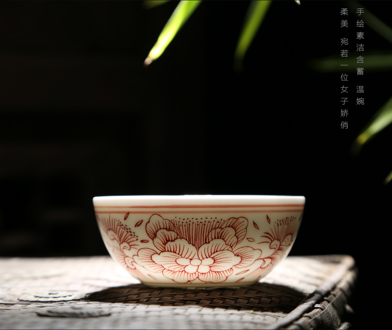 Jingdezhen ceramic sample tea cup hand - made youligong master cup personal cup single CPU kung fu tea cups