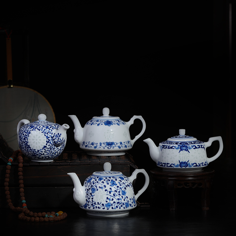 Jingdezhen blue and white and exquisite hand - made ceramic teapot kung fu tea tea is small with large tea kettle