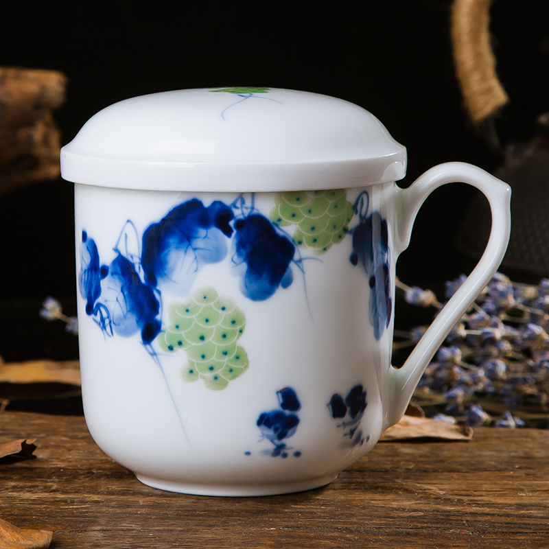 Jingdezhen ceramic filter tank teacups hand - made porcelain office meeting single cup large tea cups