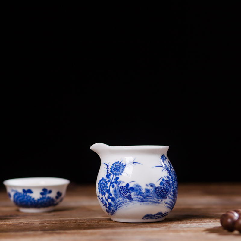 Jingdezhen blue and white porcelain kung fu tea set 6 hand - made ceramic teapot teacup sample tea cup set fair keller