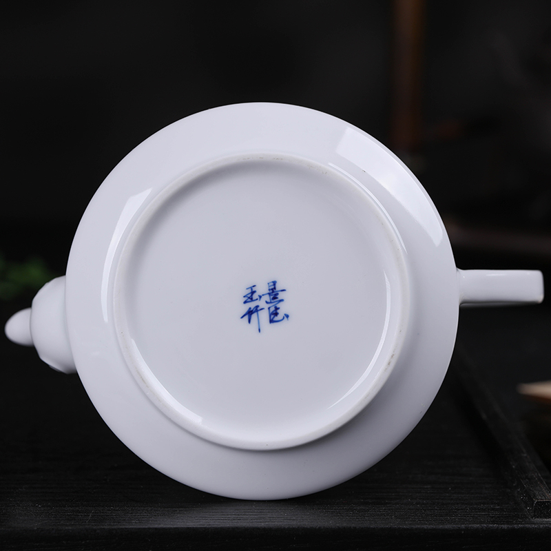 Blue and white porcelain of jingdezhen ceramics hand - made kung fu tea set large teapot tea ware single pot teapot household kettle