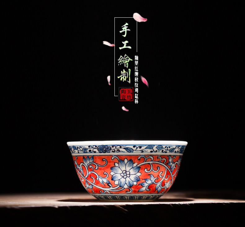 Jingdezhen ceramic hand - made pastel sample tea cup kung fu tea set personal cup master cup small bowl with a cup of tea cups