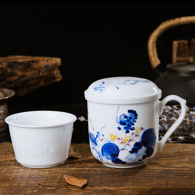 Jingdezhen ceramic filter tank teacups hand - made porcelain office meeting single cup large tea cups