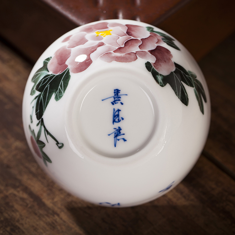 Jingdezhen ceramic hand - made sample tea cup under the glaze color master kung fu tea cup individual cup single cup cup bowl