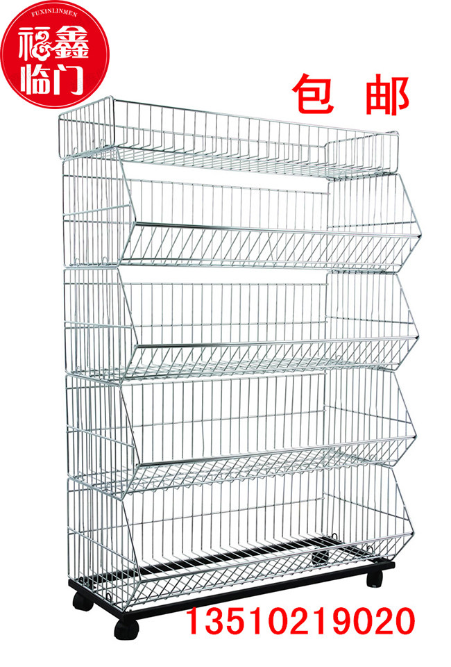 Supermarket shelves removable diagonal basket shelves pharmacy snacks convenience store promotional Net frame spray plastic storage rack
