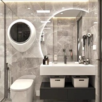 Solid wood bathroom cabinet combination modern minimalist light luxury smart round mirror washbasin toilet washbasin customization