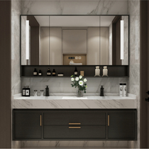 Nordic modern simple bathroom cabinet combination smart luxury bathroom solid wood wash table wash basin custom
